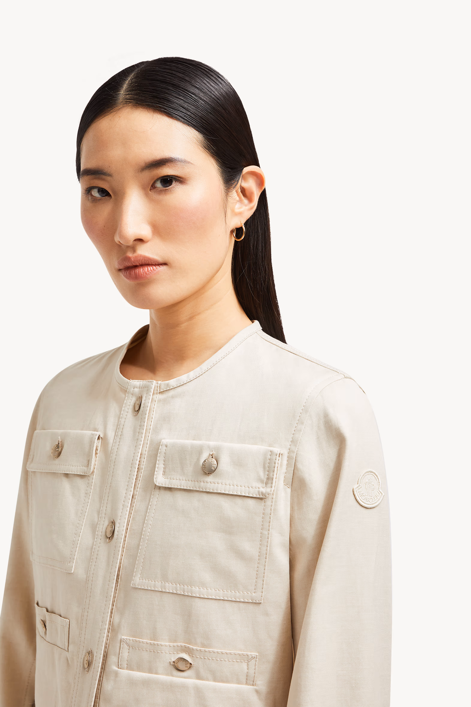 Chatel Cotton & Linen Jacket Women White Ivory Moncler 4